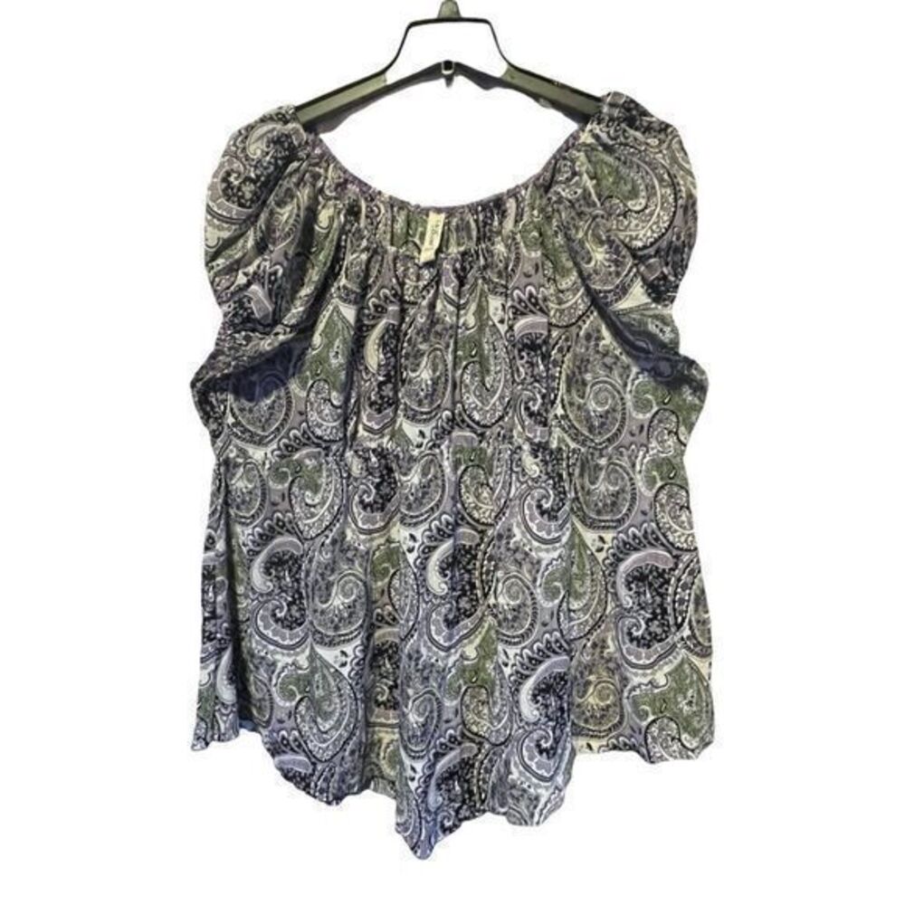 LA Blues Womens Chiffon Paisley Peasant Top Size 26/28 Lightweight Sheer Boho